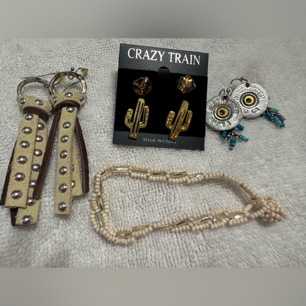 Gold and Brown Cactus Earrings